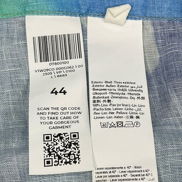 120% Lino Linen Floral Wide-Leg Pull-On Pants Size 44 / US M Summer Resort Beach - Picture 8 of 15